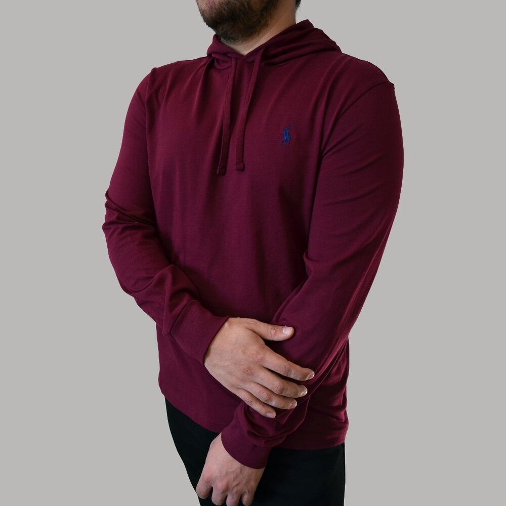 Polo Ralph Lauren Lightweight Hoodie Tee T-Shirt Burgundy